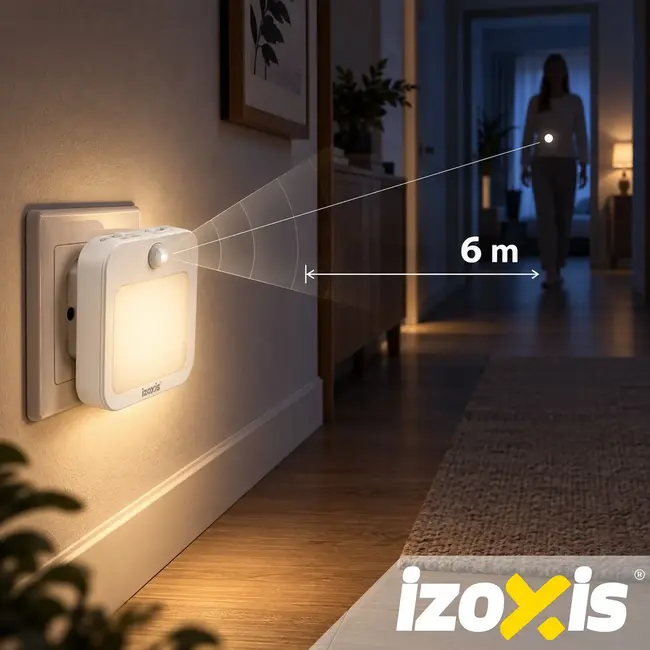 Izoxis LED-nachtlampje met bewegings- en schemersensor - 2 stuks met instelbare helderheid voor binnen