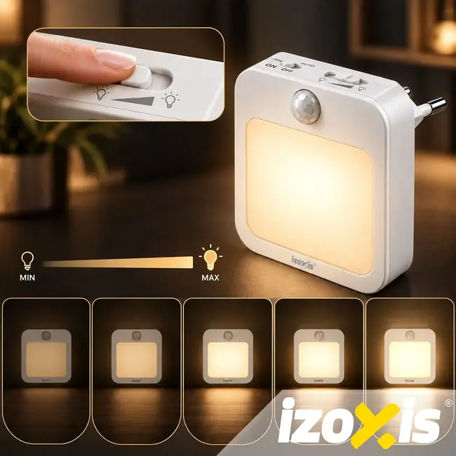 Izoxis LED-nachtlampje met bewegings- en schemersensor - 2 stuks met instelbare helderheid voor binnen