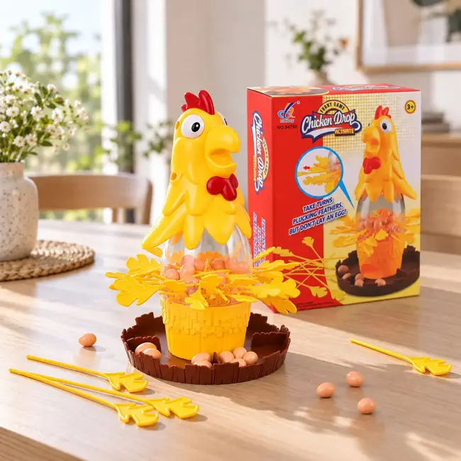 Kruzzel Behendigheidsspel met kip, 20 eieren en 30 stokjes voor een spannend spel om de beurt