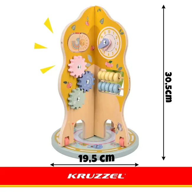Kruzzel Educatief houten speelgoed 10-in-1 boompje met kralen, tandwielen en klok voor kinderen