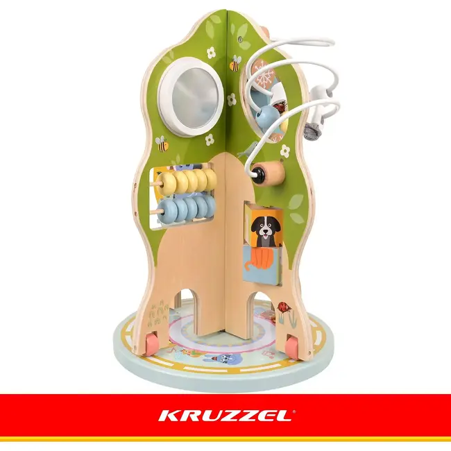 Kruzzel Educatief houten speelgoed 10-in-1 boompje met kralen, tandwielen en klok voor kinderen