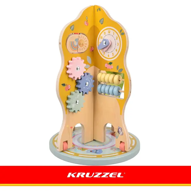 Kruzzel Educatief houten speelgoed 10-in-1 boompje met kralen, tandwielen en klok voor kinderen