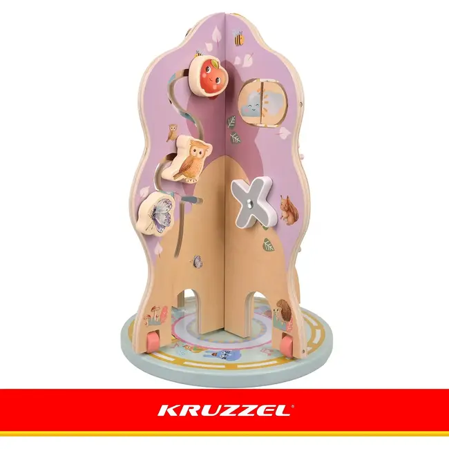 Kruzzel Educatief houten speelgoed 10-in-1 boompje met kralen, tandwielen en klok voor kinderen