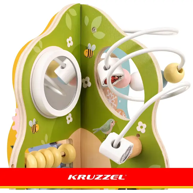 Kruzzel Educatief houten speelgoed 10-in-1 boompje met kralen, tandwielen en klok voor kinderen