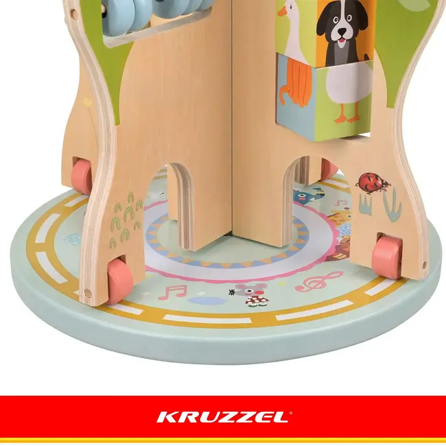 Kruzzel Educatief houten speelgoed 10-in-1 boompje met kralen, tandwielen en klok voor kinderen