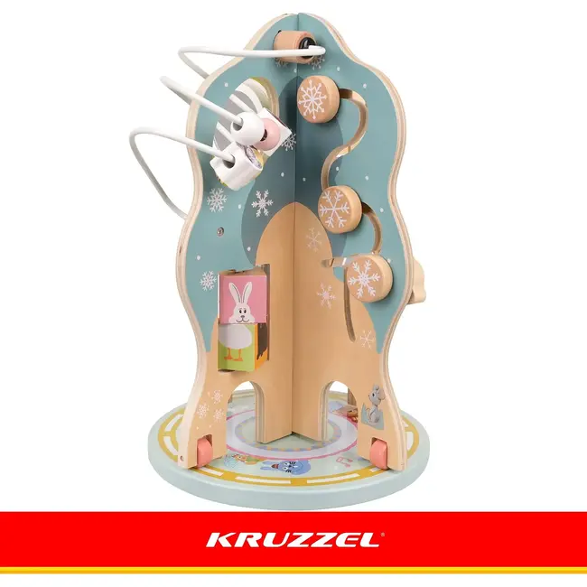 Kruzzel Educatief houten speelgoed 10-in-1 boompje met kralen, tandwielen en klok voor kinderen