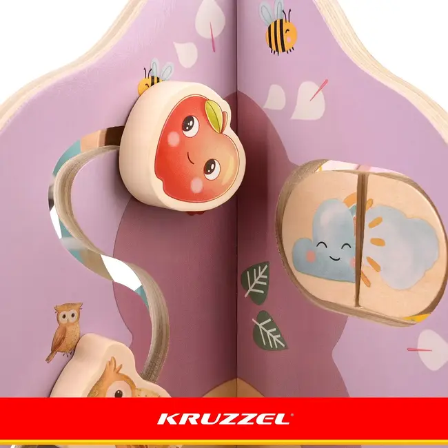 Kruzzel Educatief houten speelgoed 10-in-1 boompje met kralen, tandwielen en klok voor kinderen