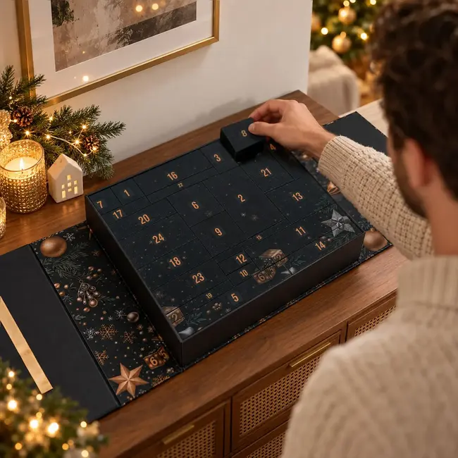 Kruzzel Adventskalender voor mannen met 24 cadeaus, gadgets, spelletjes en kerstaccessoires