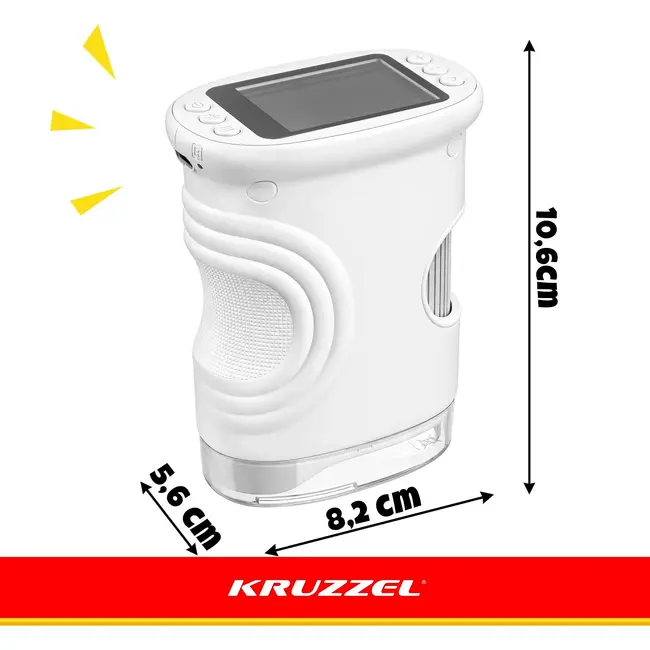 Kruzzel Digitale zakmicroscoop 1000x wit met 2 MP camera, 2 inch IPS-scherm, 8 LED-lampjes en USB-C