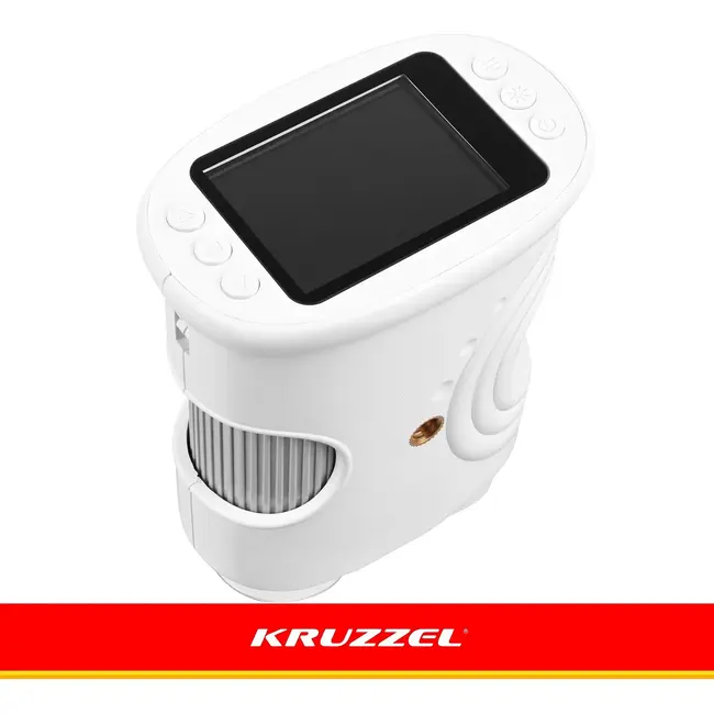 Kruzzel Digitale zakmicroscoop 1000x wit met 2 MP camera, 2 inch IPS-scherm, 8 LED-lampjes en USB-C
