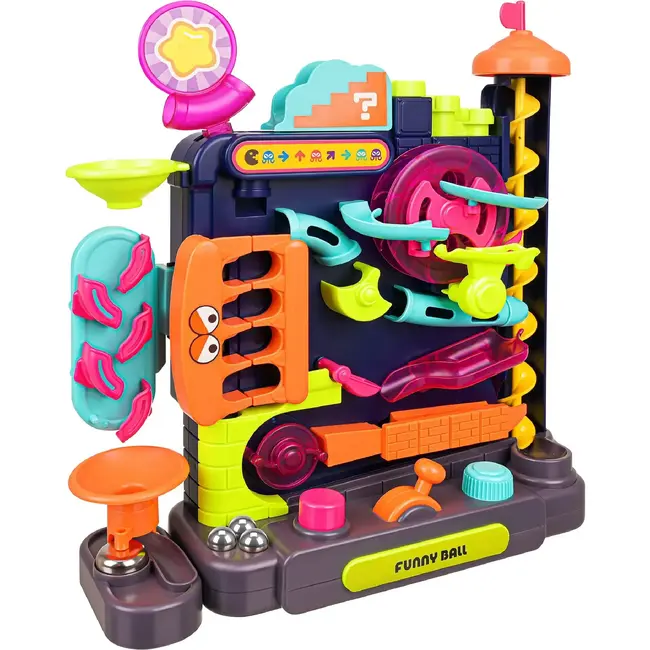 Kruzzel Kogelbaan puzzel 31 x 10,5 x 33,5 cm met joystick, draaiknoppen en 6 metalen balletjes
