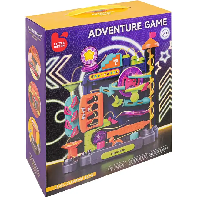 Kruzzel Kogelbaan puzzel 31 x 10,5 x 33,5 cm met joystick, draaiknoppen en 6 metalen balletjes