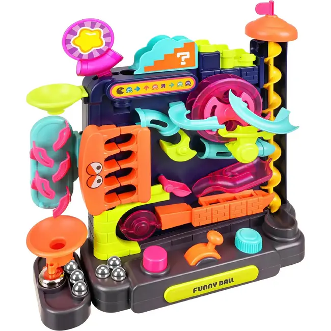 Kruzzel Kogelbaan puzzel 31 x 10,5 x 33,5 cm met joystick, draaiknoppen en 6 metalen balletjes