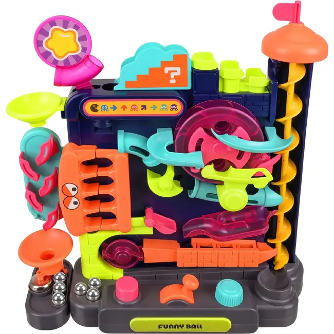 Kruzzel Kogelbaan puzzel 31 x 10,5 x 33,5 cm met joystick, draaiknoppen en 6 metalen balletjes