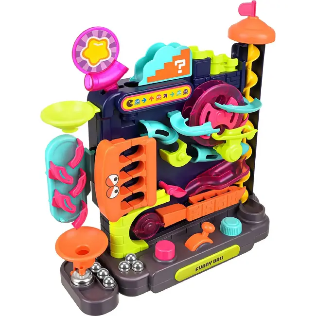Kruzzel Kogelbaan puzzel 31 x 10,5 x 33,5 cm met joystick, draaiknoppen en 6 metalen balletjes