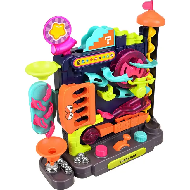 Kruzzel Kogelbaan puzzel 31 x 10,5 x 33,5 cm met joystick, draaiknoppen en 6 metalen balletjes