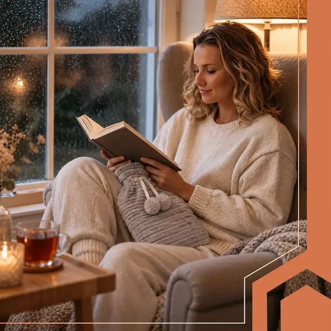 Ruhhy Warmwaterkruik 2 l beige met grijze pluche hoes, schroefdop en geschikt voor warm-koud gebruik