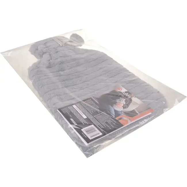 Ruhhy Warmwaterkruik 2 l beige met grijze pluche hoes, schroefdop en geschikt voor warm-koud gebruik