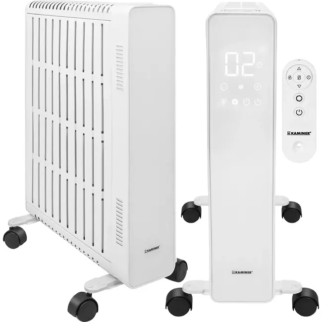 Kaminer Elektrische olieradiator 2500 W wit met 11 lamellen, thermostaat, WiFi en afstandsbediening