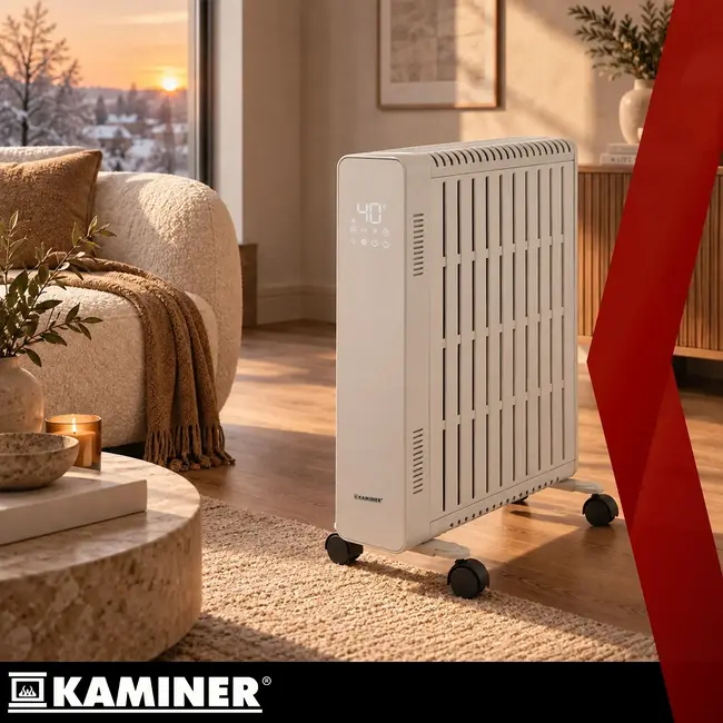 Kaminer Elektrische olieradiator 2500 W wit met 11 lamellen, thermostaat, WiFi en afstandsbediening