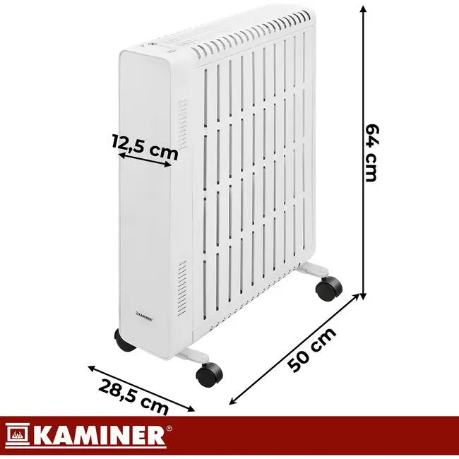 Kaminer Elektrische olieradiator 2500 W wit met 11 lamellen, thermostaat, WiFi en afstandsbediening