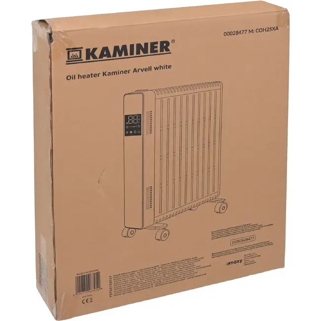 Kaminer Elektrische olieradiator 2500 W wit met 11 lamellen, thermostaat, WiFi en afstandsbediening