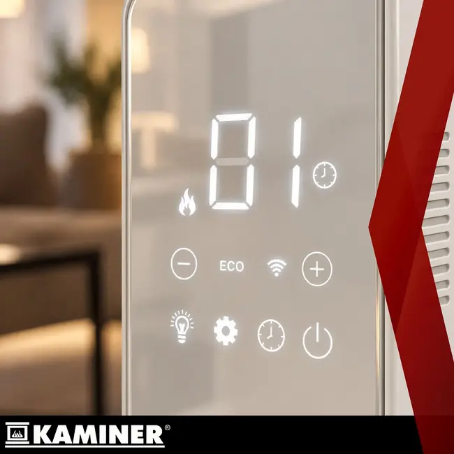 Kaminer Elektrische olieradiator 2500 W wit met 11 lamellen, thermostaat, WiFi en afstandsbediening
