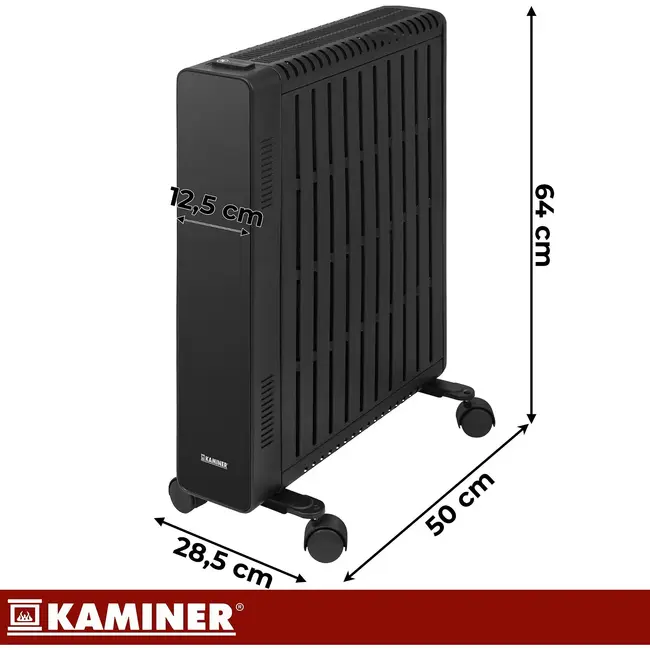 Kaminer Elektrische olieradiator 2500 W zwart met 11 lamellen, thermostaat, WiFi en afstandsbediening