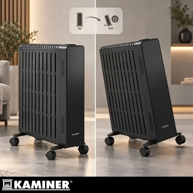 Kaminer Elektrische olieradiator 2500 W zwart met 11 lamellen, thermostaat, WiFi en afstandsbediening