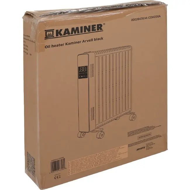 Kaminer Elektrische olieradiator 2500 W zwart met 11 lamellen, thermostaat, WiFi en afstandsbediening