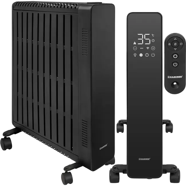 Kaminer Elektrische olieradiator 2500 W zwart met 11 lamellen, thermostaat, WiFi en afstandsbediening