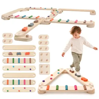 Kruzzel Houten evenwichtsbaan 14-delig met latten van 60 cm voor kinderen