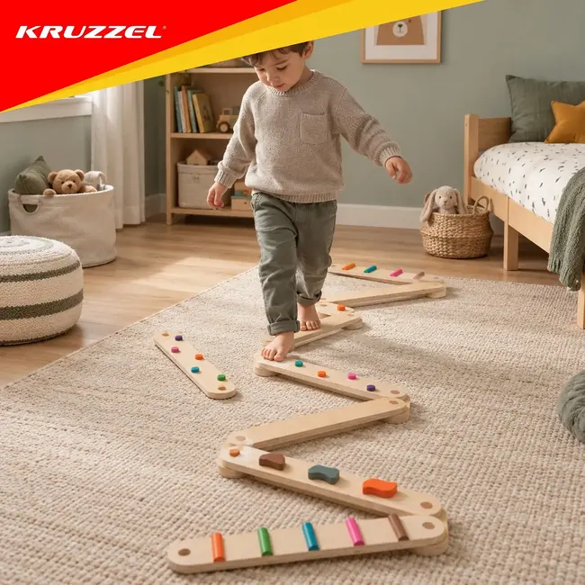 Kruzzel Houten evenwichtsbaan 14-delig met latten van 60 cm voor kinderen