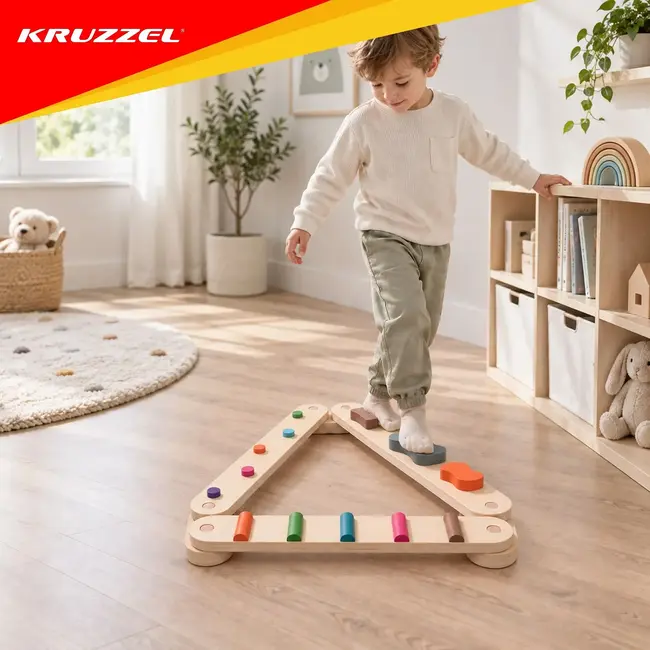 Kruzzel Houten evenwichtsbaan 14-delig met latten van 60 cm voor kinderen