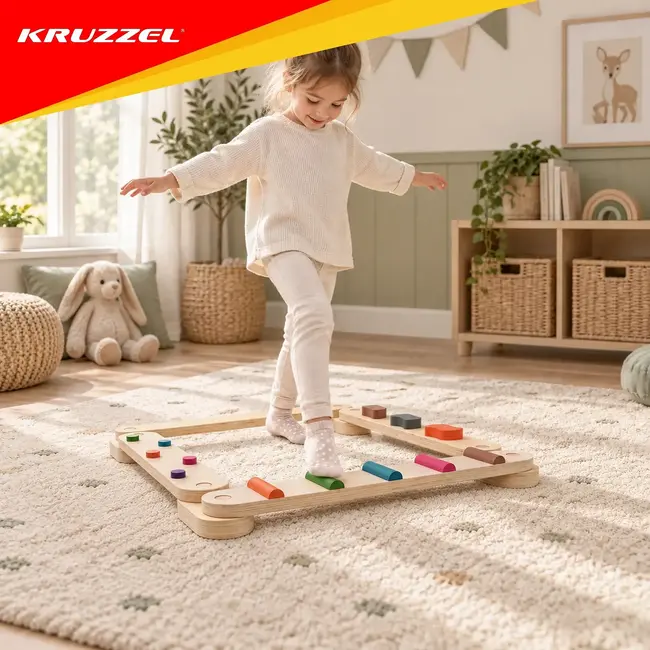 Kruzzel Houten evenwichtsbaan 14-delig met latten van 60 cm voor kinderen
