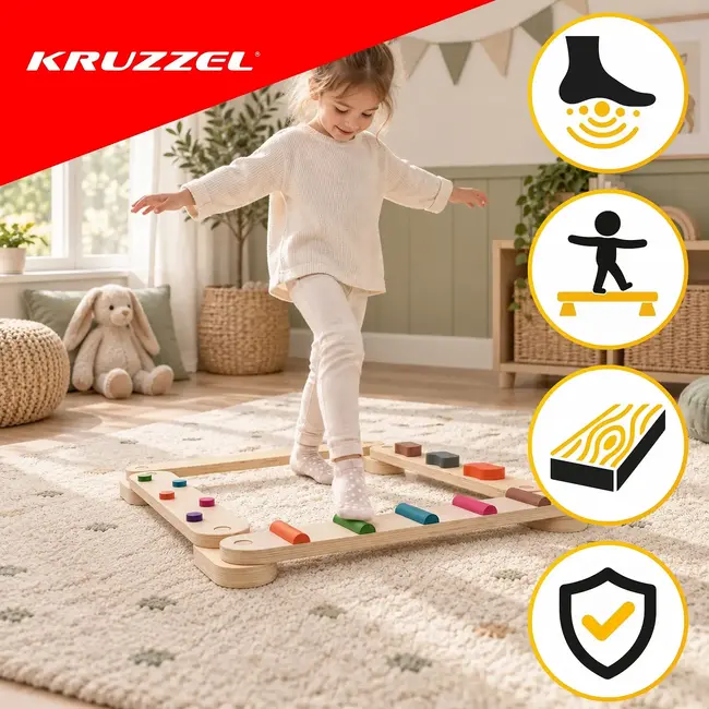 Kruzzel Houten evenwichtsbaan 14-delig met latten van 60 cm voor kinderen