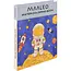 Maaleo Waterkleurboek astronaut met 24 vellen, 12 aquarelkleuren en waterpenseel voor kinderen