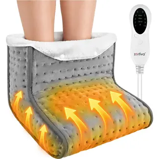 Zortiva Elektrische voetverwarmer 90 W - 10 warmtestanden, timer en wasbare binnenhoes - Grijs