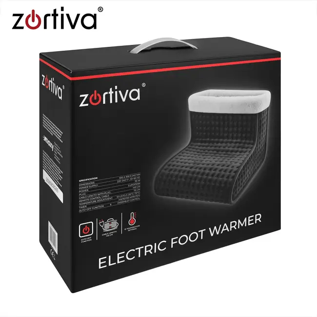 Zortiva Elektrische voetverwarmer 90 W - 10 warmtestanden, timer en wasbare binnenhoes - Grijs