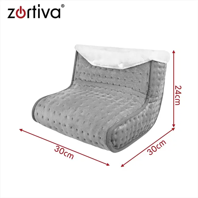Zortiva Elektrische voetverwarmer 90 W - 10 warmtestanden, timer en wasbare binnenhoes - Grijs