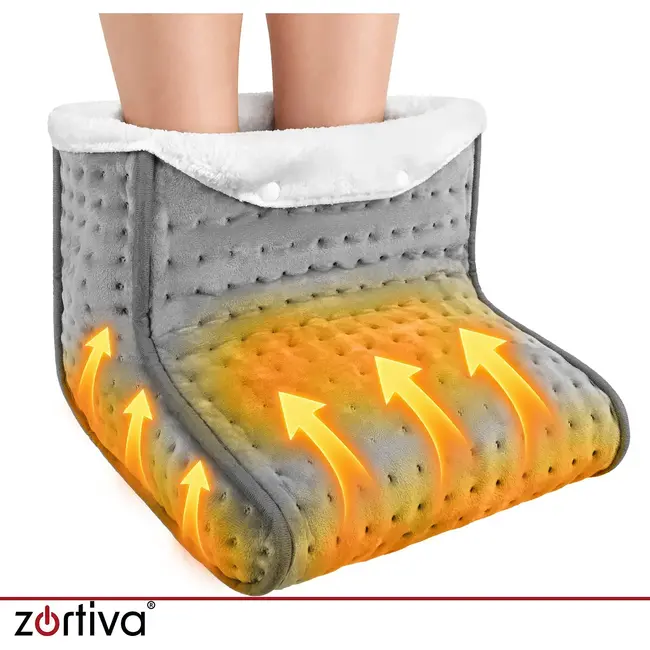 Zortiva Elektrische voetverwarmer 90 W - 10 warmtestanden, timer en wasbare binnenhoes - Grijs