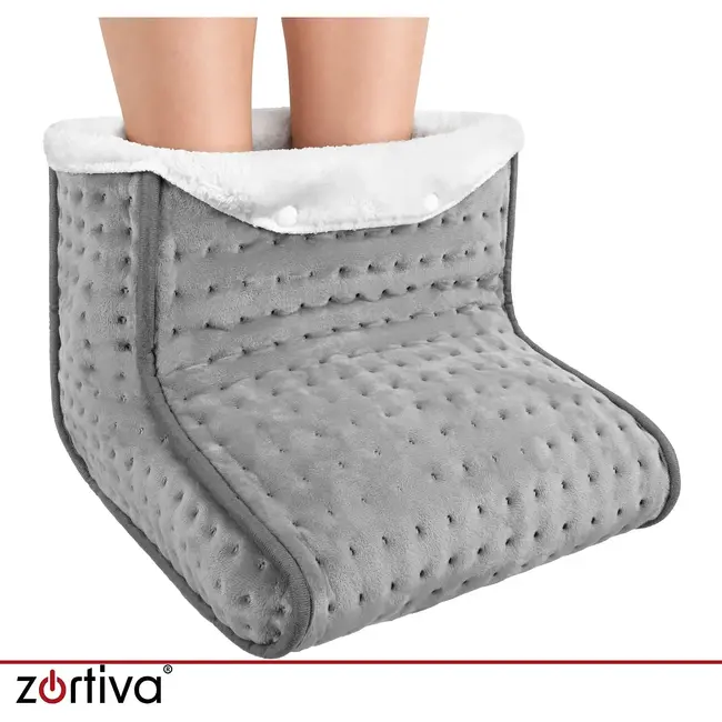 Zortiva Elektrische voetverwarmer 90 W - 10 warmtestanden, timer en wasbare binnenhoes - Grijs
