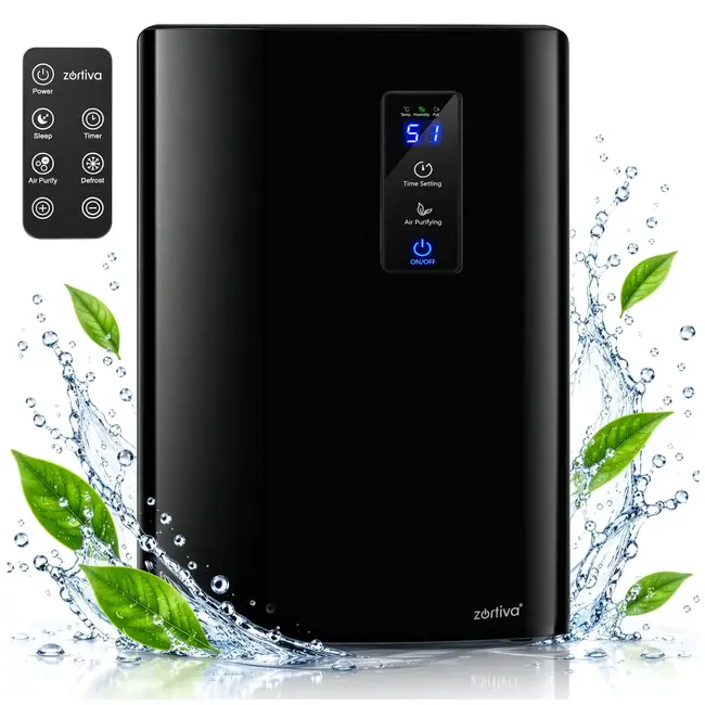 Zortiva Elektrische luchtontvochtiger 90 W - 1,5 liter, timer en luchtreiniging - Tot 30 m²