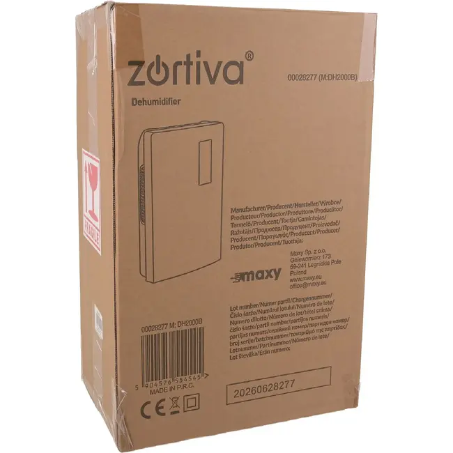 Zortiva Elektrische luchtontvochtiger 90 W - 1,5 liter, timer en luchtreiniging - Tot 30 m²