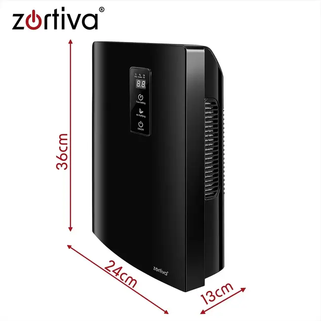 Zortiva Elektrische luchtontvochtiger 90 W - 1,5 liter, timer en luchtreiniging - Tot 30 m²