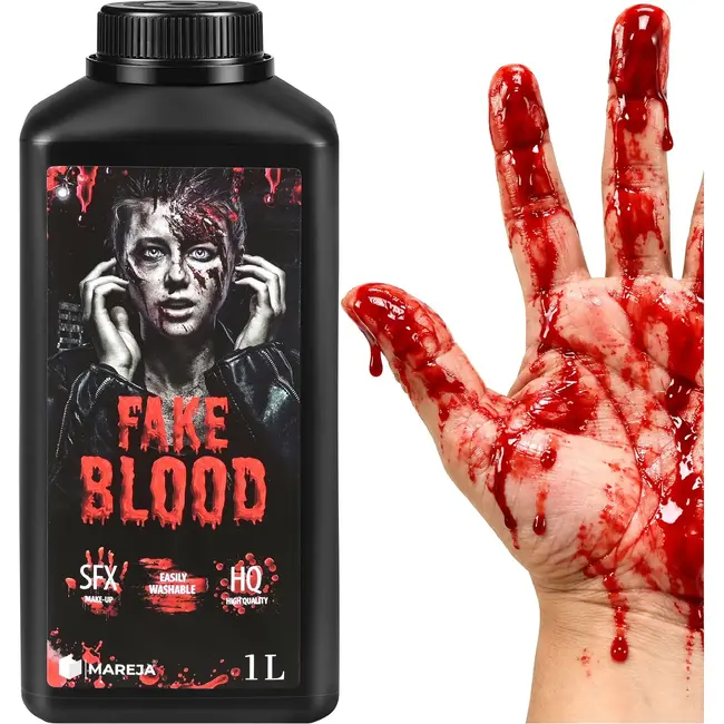 MAREJA Kunstbloed 1000 ml - Intens rood nepbloed voor Halloween, horror make-up en cosplay