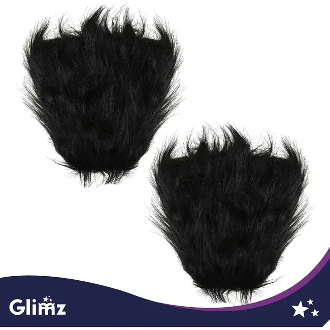 Glimz Kattenkostuum zwart 4-delig - Pluizig masker, staart van 50 cm en pootjes voor cosplay