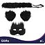 Glimz Kattenkostuum zwart 4-delig - Pluizig masker, staart van 50 cm en pootjes voor cosplay