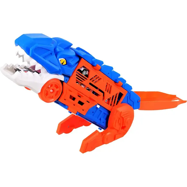Kruzzel Dinosaurus autotransporter T-Rex - 5-in-1 vrachtwagen met racebaan en 6 speelgoedauto's