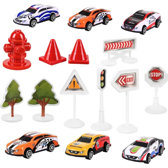 Kruzzel Dinosaurus autotransporter T-Rex - 5-in-1 vrachtwagen met racebaan en 6 speelgoedauto's